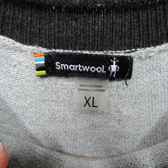 Smartwool Sweater Mens Extra Large Merino Wool Huckberry Crewneck Gray Tan Rei - Picture 3 of 9